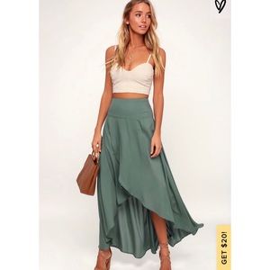 Ambrosio Dark Sage High Low Maxi Skirt